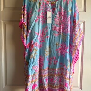 Lilly Pulitzer Blue and Pink Floral Kaftan